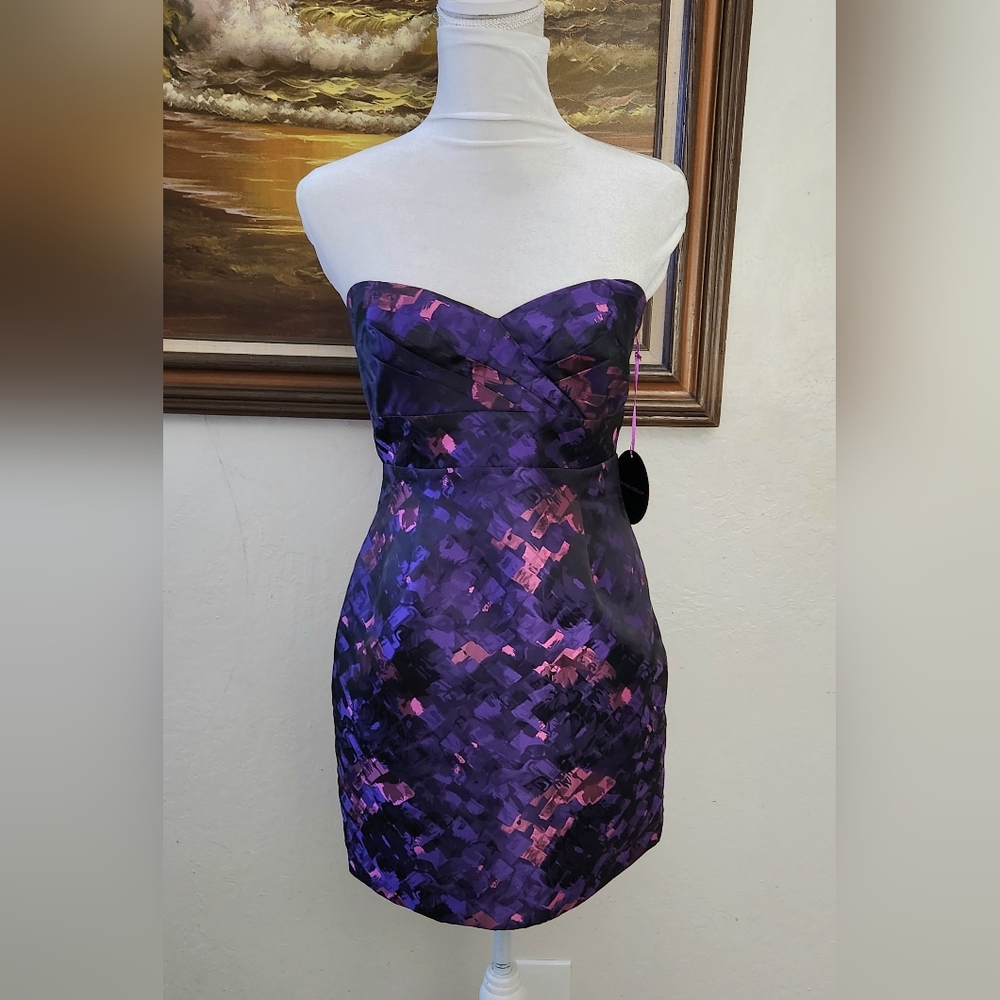 Vintage Y2K Purple Pink Abstract Cocktail Minidress From Forever 21 NOS